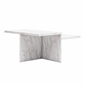 CosmoLiving Brielle Two-Tiered Coffee Table - White marble
