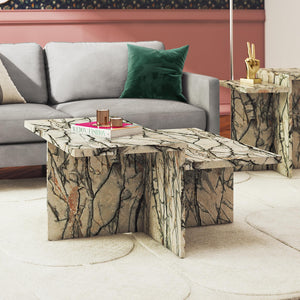 CosmoLiving Brielle Two-Tiered Coffee Table, Faux Onyx Marble - Onyx Marble