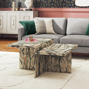 CosmoLiving Brielle Two-Tiered Coffee Table, Faux Onyx Marble - Onyx Marble