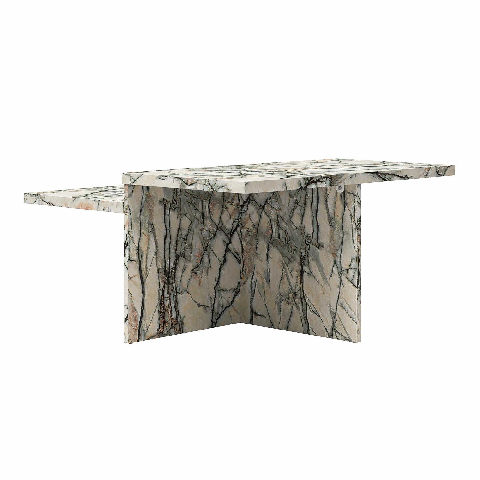 CosmoLiving Brielle Two-Tiered Coffee Table, Faux Onyx Marble - Onyx Marble