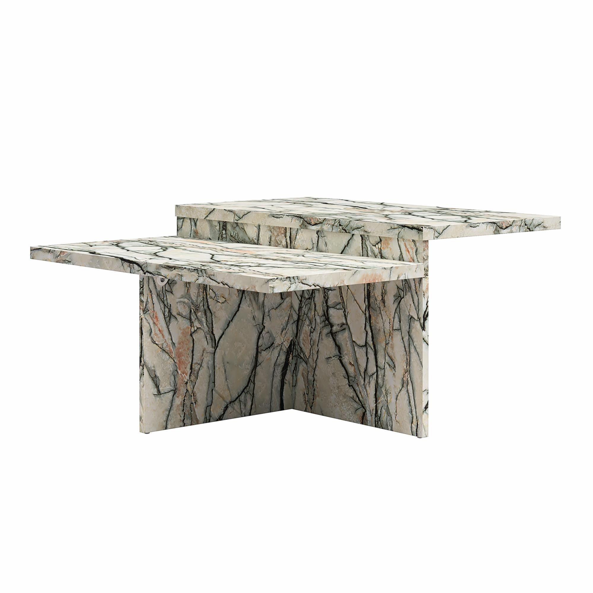 CosmoLiving Brielle Two-Tiered Coffee Table, Faux Onyx Marble - Onyx Marble