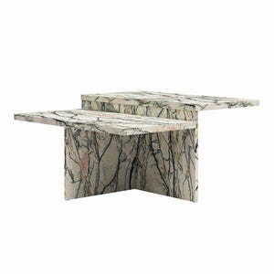 CosmoLiving Brielle Two-Tiered Coffee Table, Faux Onyx Marble - Onyx Marble