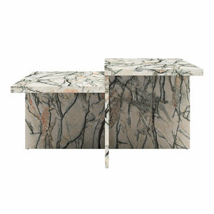 CosmoLiving Brielle Two-Tiered Coffee Table, Faux Onyx Marble - Onyx Marble