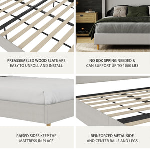 Mr. Kate Tess Upholstered Wingback Bed - Whiskey Gray Linen - Queen