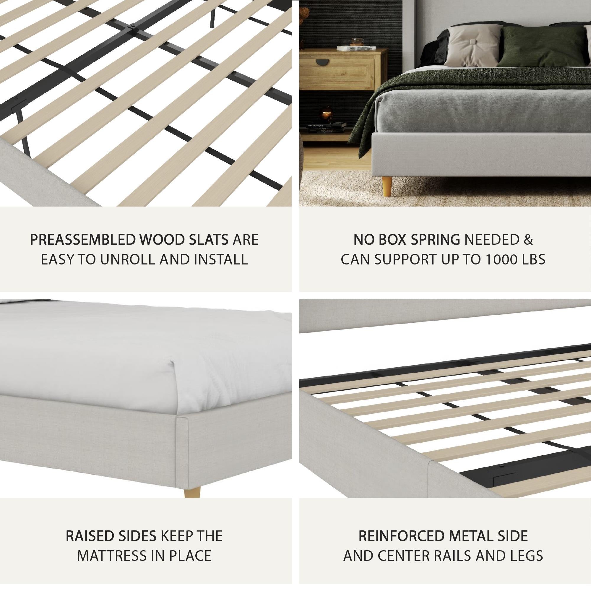 Mr. Kate Tess Upholstered Wingback Bed - Whiskey Gray Linen - Queen