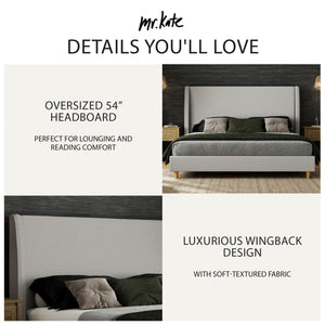 Mr. Kate Tess Upholstered Wingback Bed - Whiskey Gray Linen - King