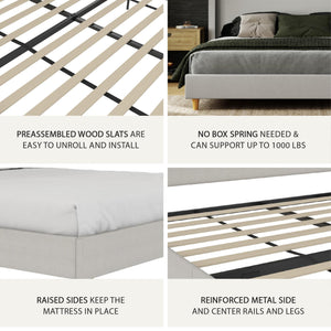 Mr. Kate Tess Upholstered Wingback Bed - Whiskey Gray Linen - King