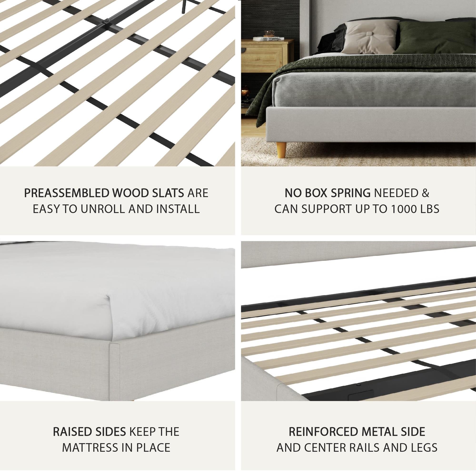 Mr. Kate Tess Upholstered Wingback Bed - Whiskey Gray Linen - King