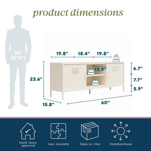 Novogratz Cache Metal Locker-Style TV Stand for TVs up to 65" - Parchment