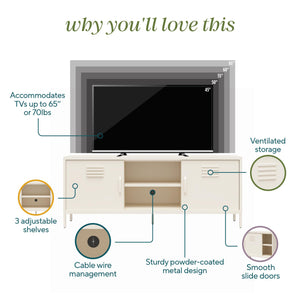 Novogratz Cache Metal Locker-Style TV Stand for TVs up to 65" - Parchment