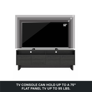 RealRooms Nivelle 4-Door TV Stand Console for TVs up to 75" - Black Oak