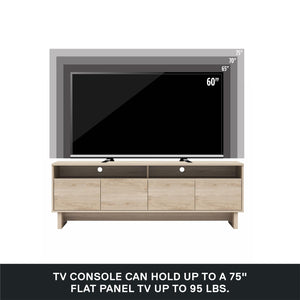RealRooms Nivelle 4-Door TV Stand Console for TVs up to 75" - Blonde Oak