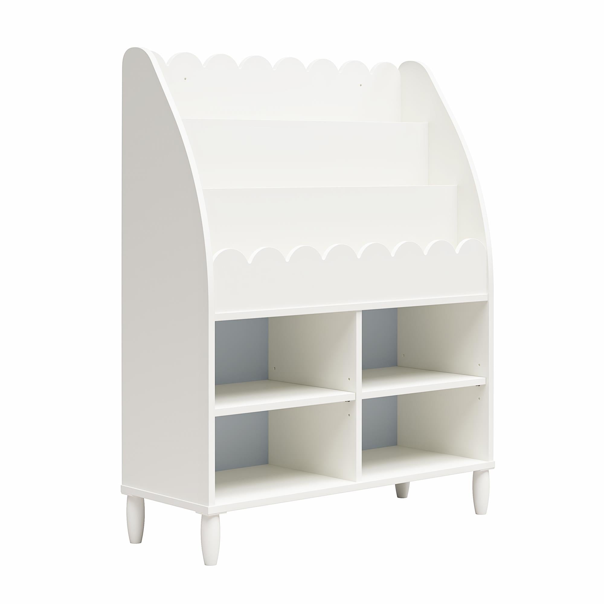 Max & Finn Cloud Kids' Bookshelf with Toy Storage Organizer - White