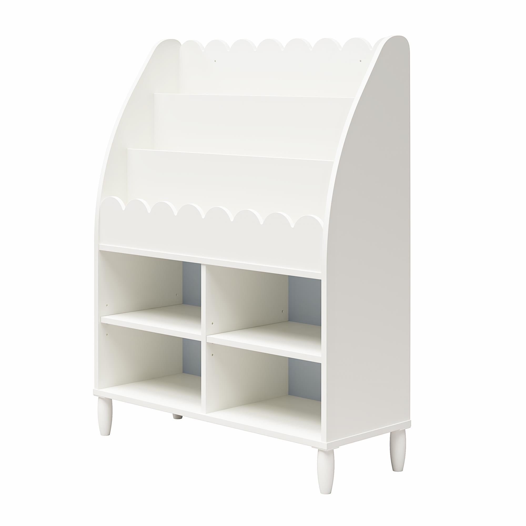 Max & Finn Cloud Kids' Bookshelf with Toy Storage Organizer - White