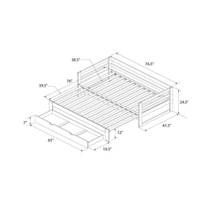 DHP Rhodes Twin to King Wood Daybed with Storage Drawer - White - Twin to King
