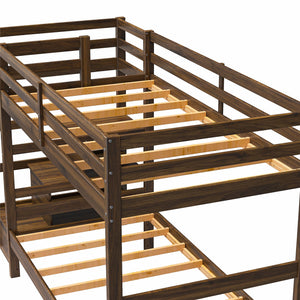Max & Finn Zaire Wood Bunk Bed with Stairs and Shelves - Mocha Espresso - Twin-Over-Twin