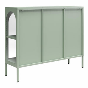 CosmoLiving Chloe Metal Accent Cabinet With 3 Arched Glass Doors - Pale Green - 3 Door