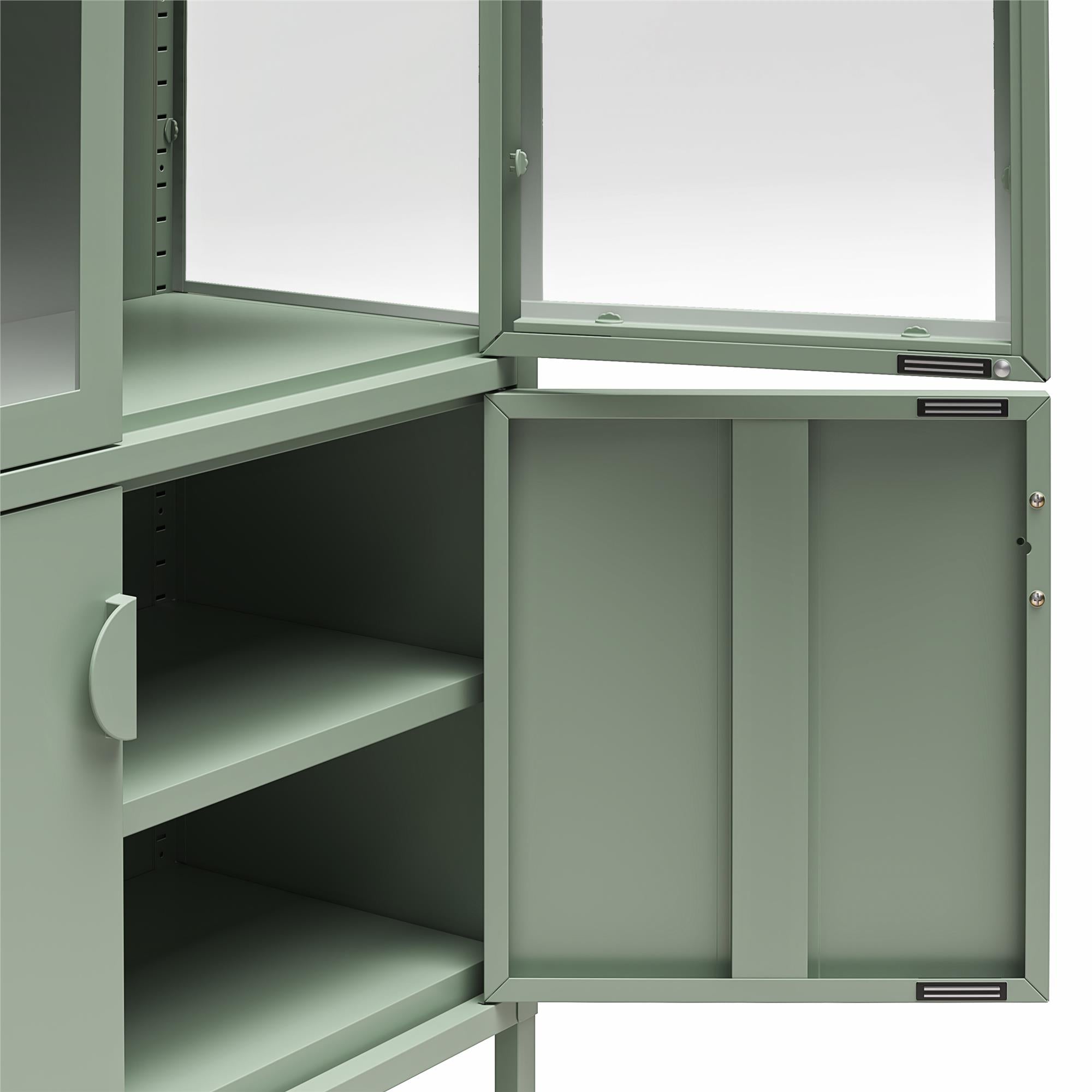 CosmoLiving Chloe Tall Metal Display Cabinet with 2 Arched Glass Doors - Pale Green - Tall