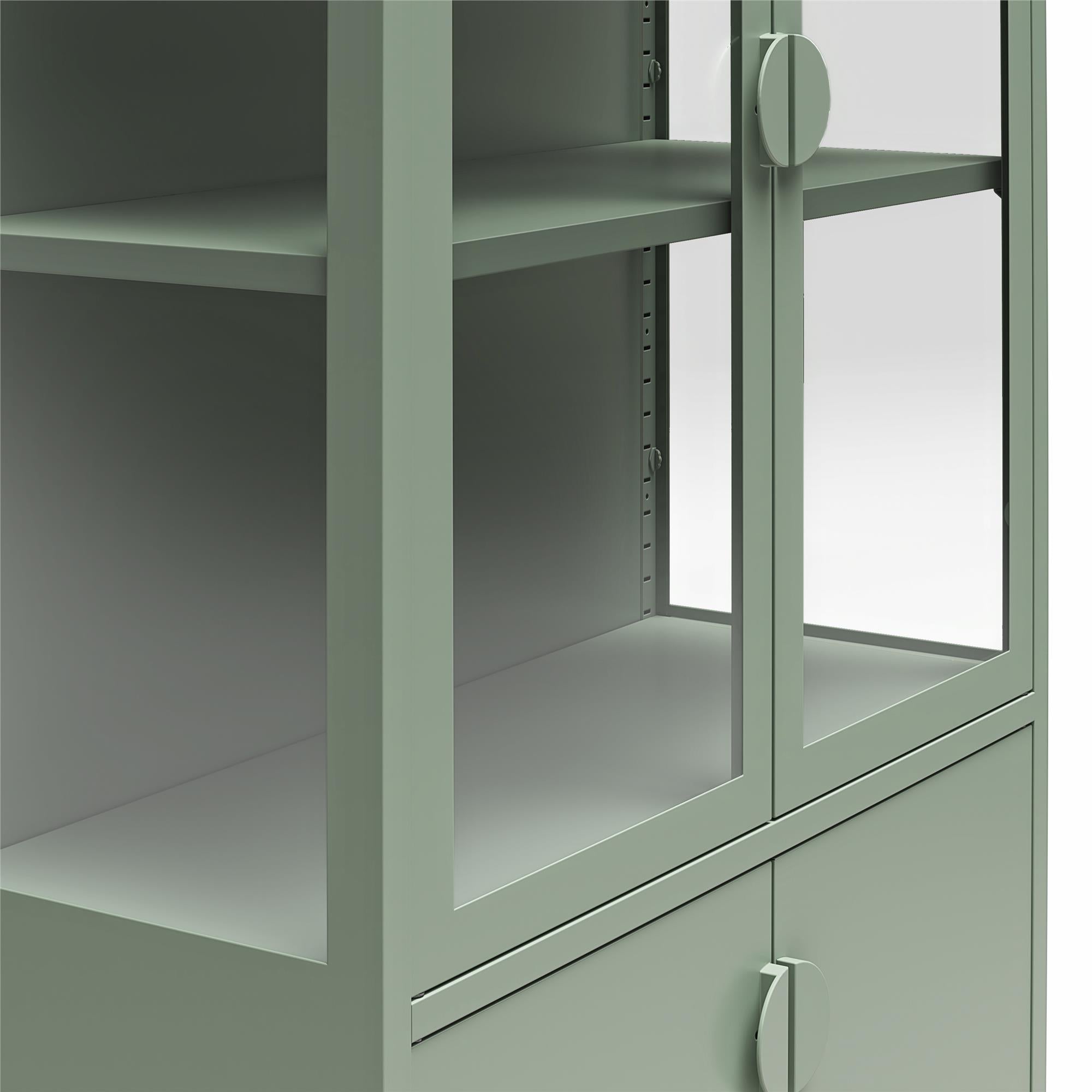 CosmoLiving Chloe Tall Metal Display Cabinet with 2 Arched Glass Doors - Pale Green - Tall