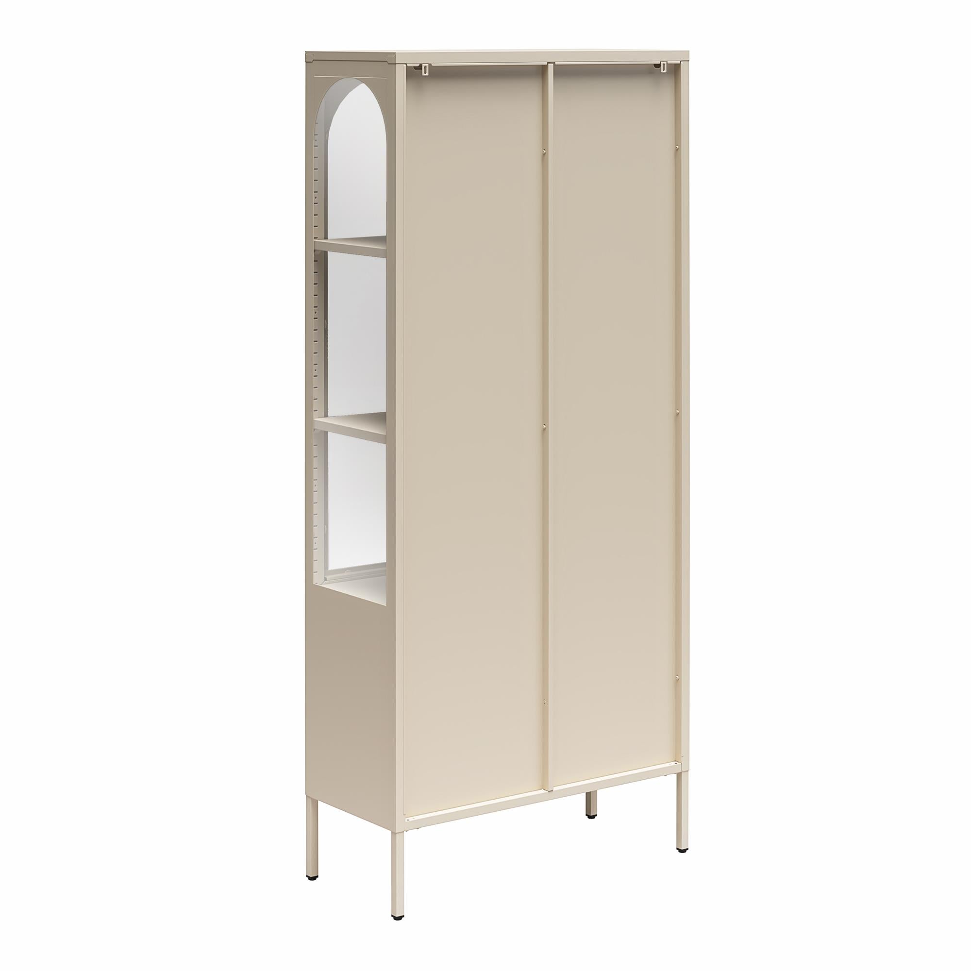 CosmoLiving Chloe Tall Metal Display Cabinet with 2 Arched Glass Doors - Parchment - Tall