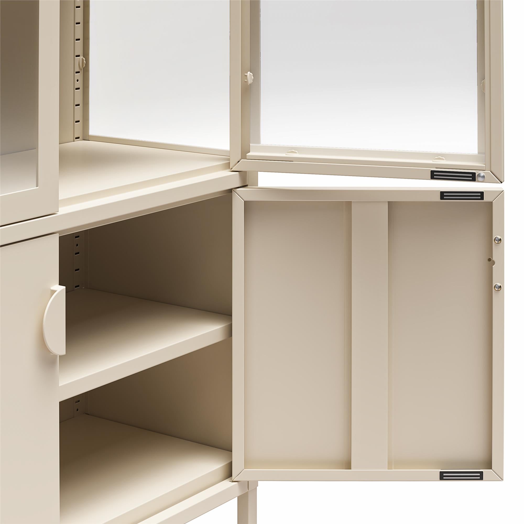 CosmoLiving Chloe Tall Metal Display Cabinet with 2 Arched Glass Doors - Parchment - Tall