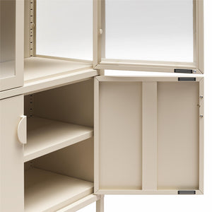 CosmoLiving Chloe Tall Metal Display Cabinet with 2 Arched Glass Doors - Parchment - Tall