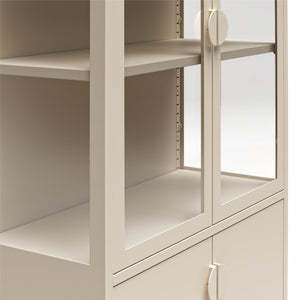 CosmoLiving Chloe Tall Metal Display Cabinet with 2 Arched Glass Doors - Parchment - Tall