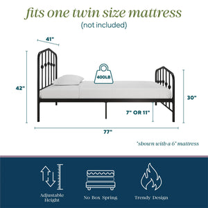 Novogratz Bushwick Metal Bed - Black - Twin