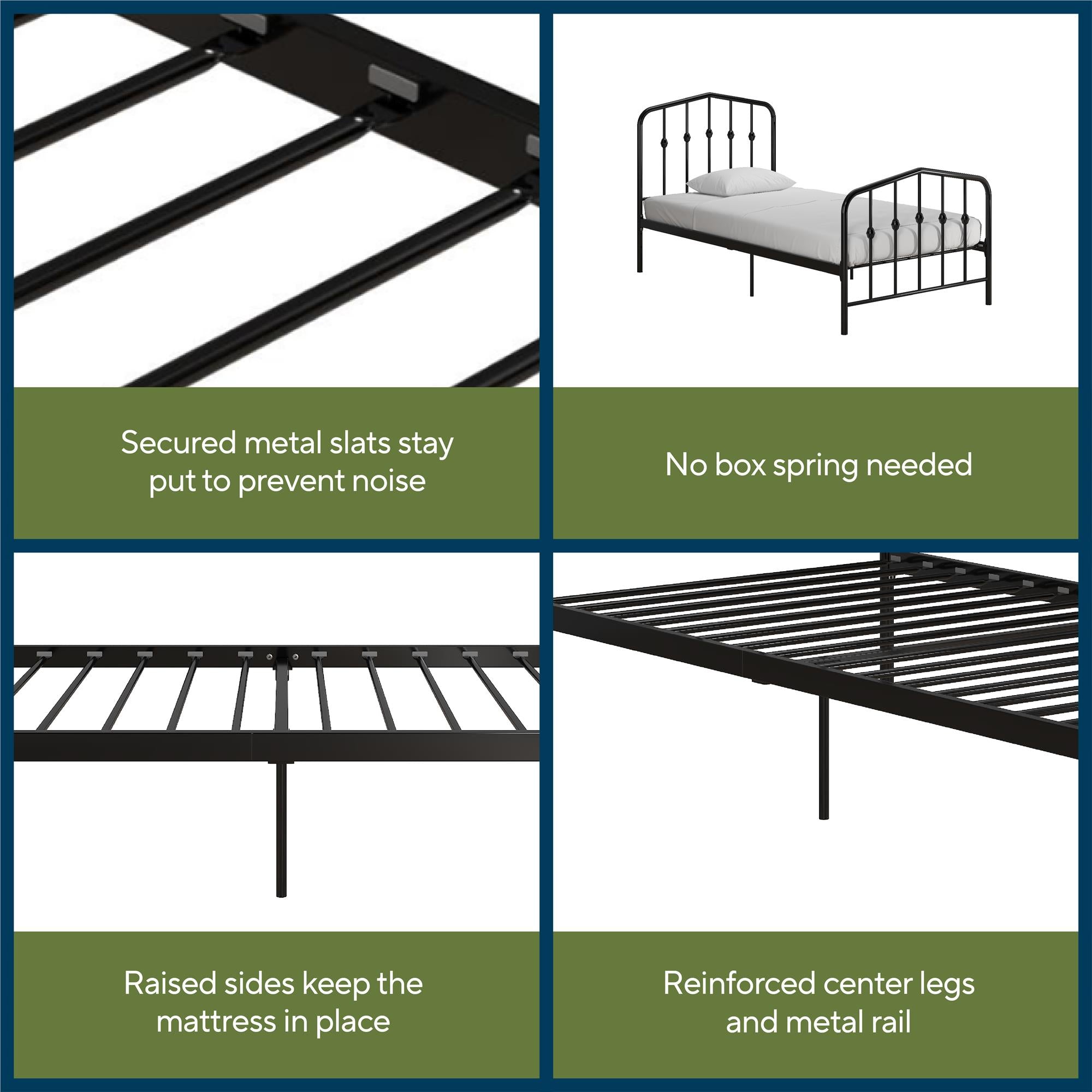 Novogratz Bushwick Metal Bed - Black - Twin