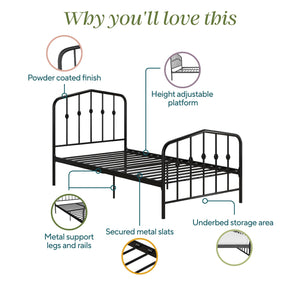 Novogratz Bushwick Metal Bed - Black - Twin