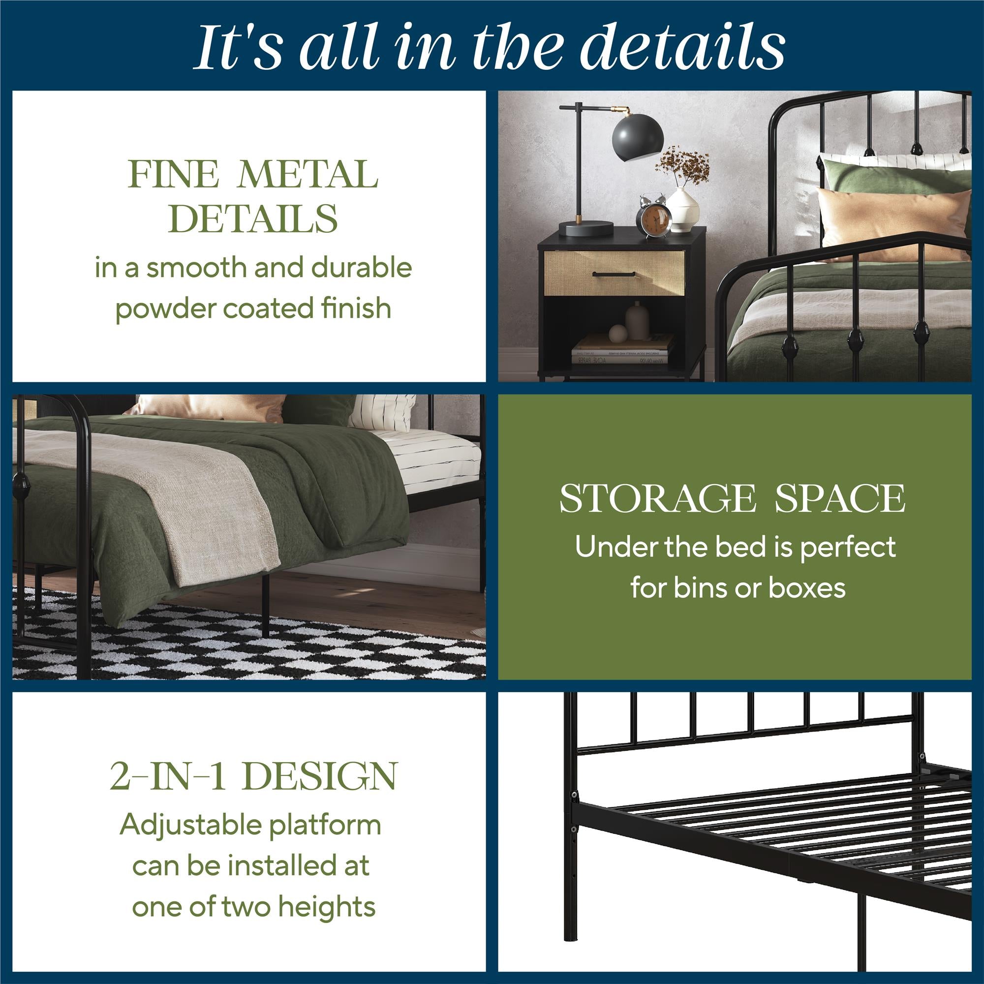 Novogratz Bushwick Metal Bed - Black - Twin