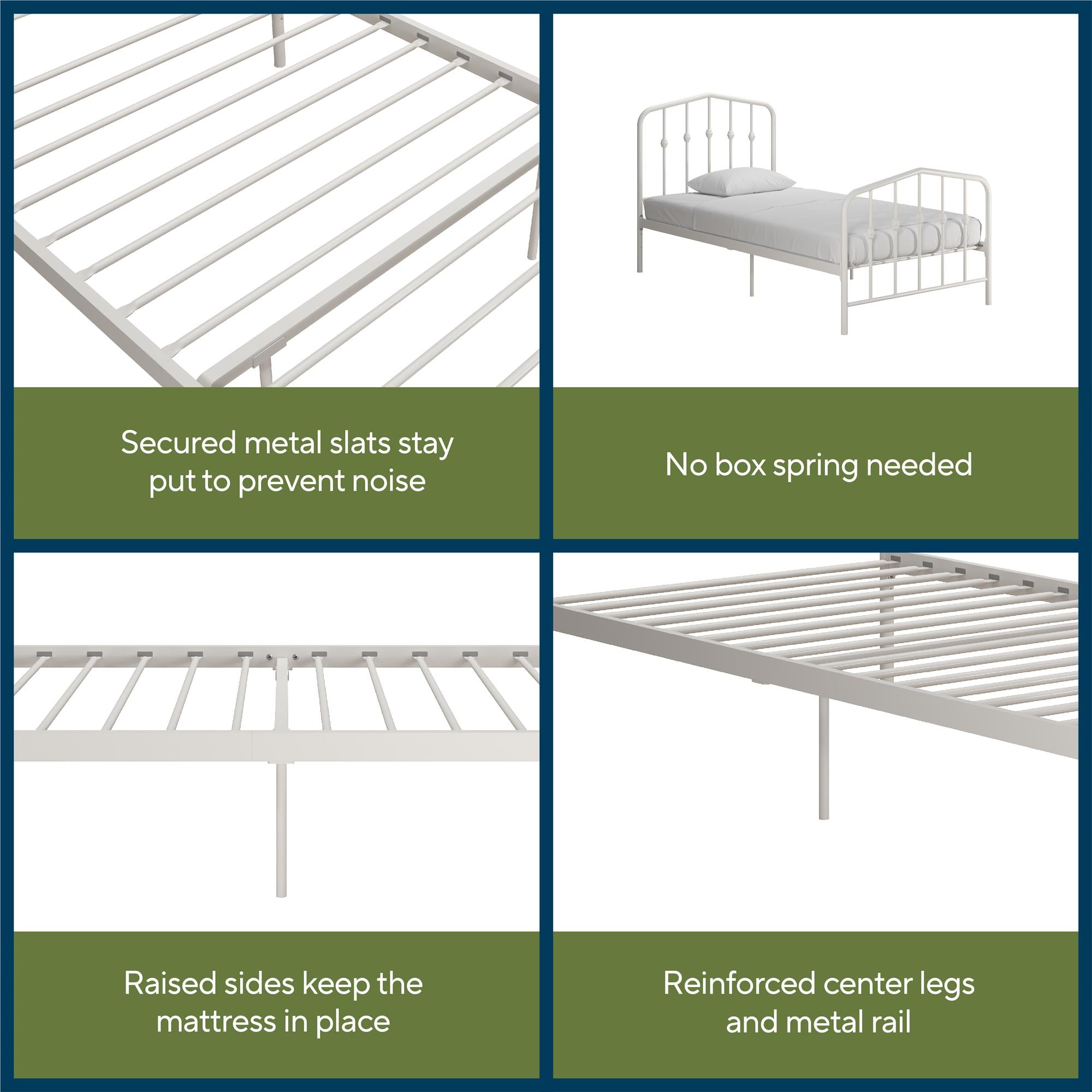Novogratz Bushwick Metal Bed - Off White - Twin
