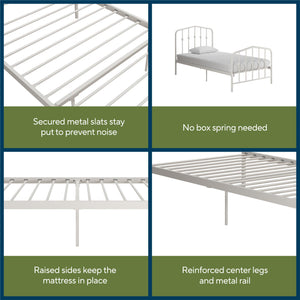 Novogratz Bushwick Metal Bed - Off White - Twin