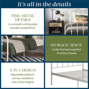 Novogratz Bushwick Metal Bed - Off White - Twin