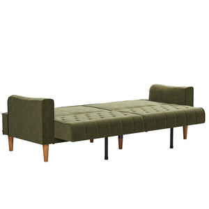Mr. Kate Stella Vintage Futon Sofa Bed - Olive Green Velvet - 3-Seater