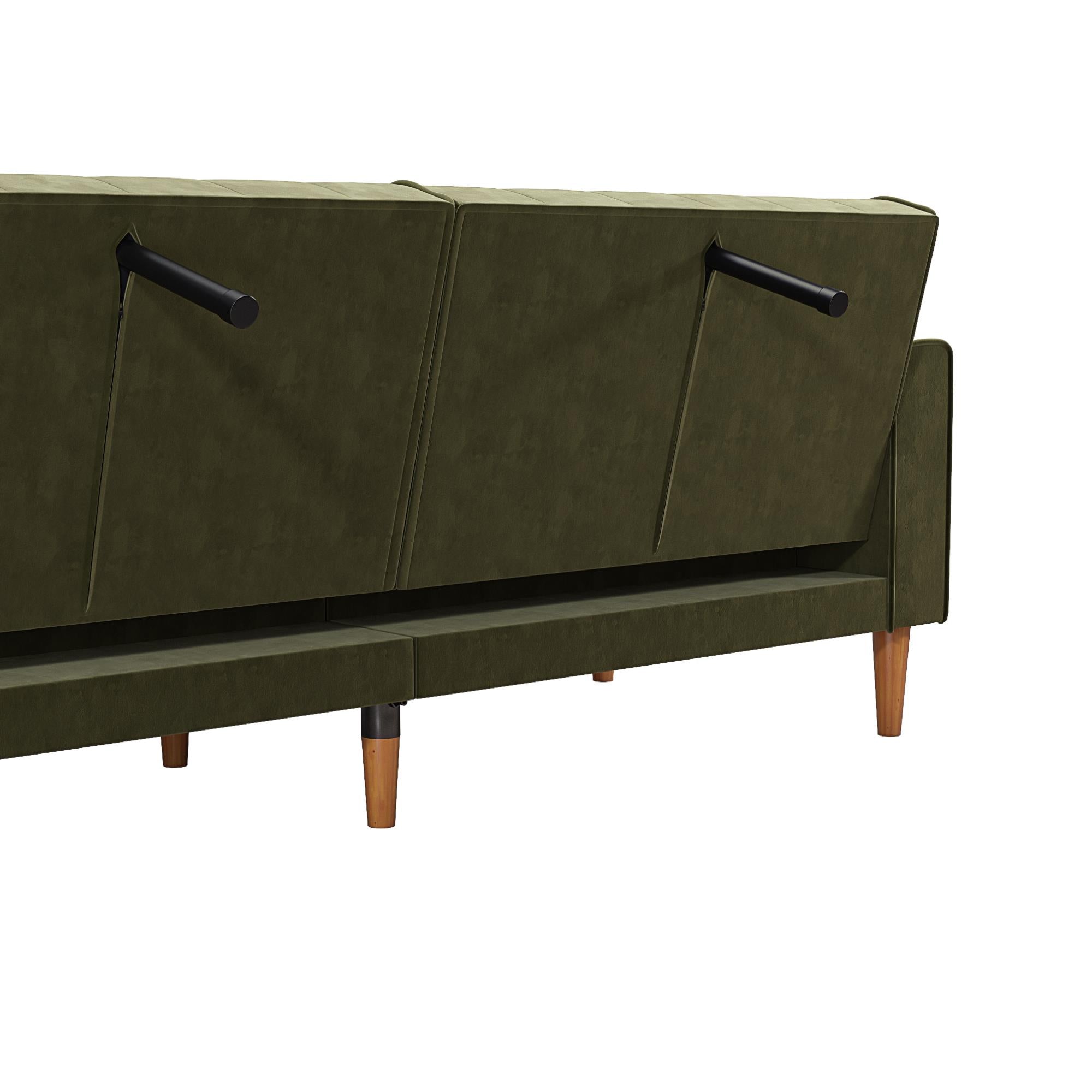 Mr. Kate Stella Vintage Futon Sofa Bed - Olive Green Velvet - 3-Seater