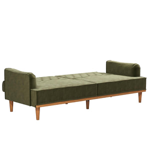Mr. Kate Stella Vintage Futon Sofa Bed - Olive Green Velvet - 3-Seater