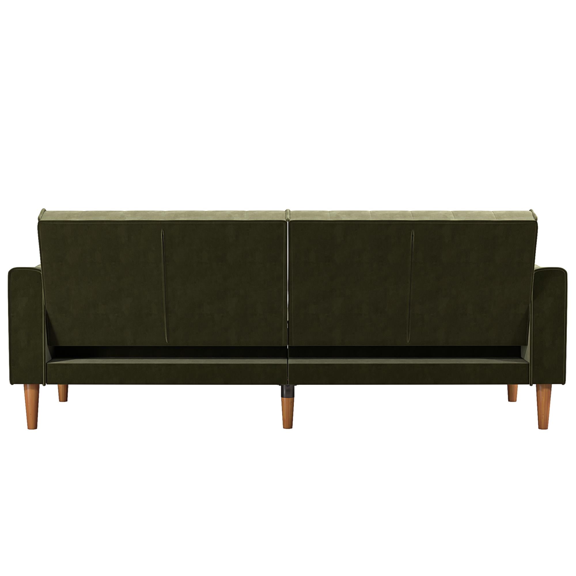 Mr. Kate Stella Vintage Futon Sofa Bed - Olive Green Velvet - 3-Seater