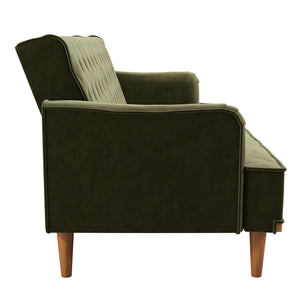 Mr. Kate Stella Vintage Futon Sofa Bed - Olive Green Velvet - 3-Seater