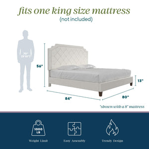 Novogratz Eloise Upholstered  Bed - Ivory - King