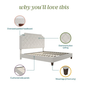 Novogratz Eloise Upholstered  Bed - Ivory - King
