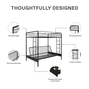 DHP Sammie Futon Bunk Bed - Black - Full-Over-Futon