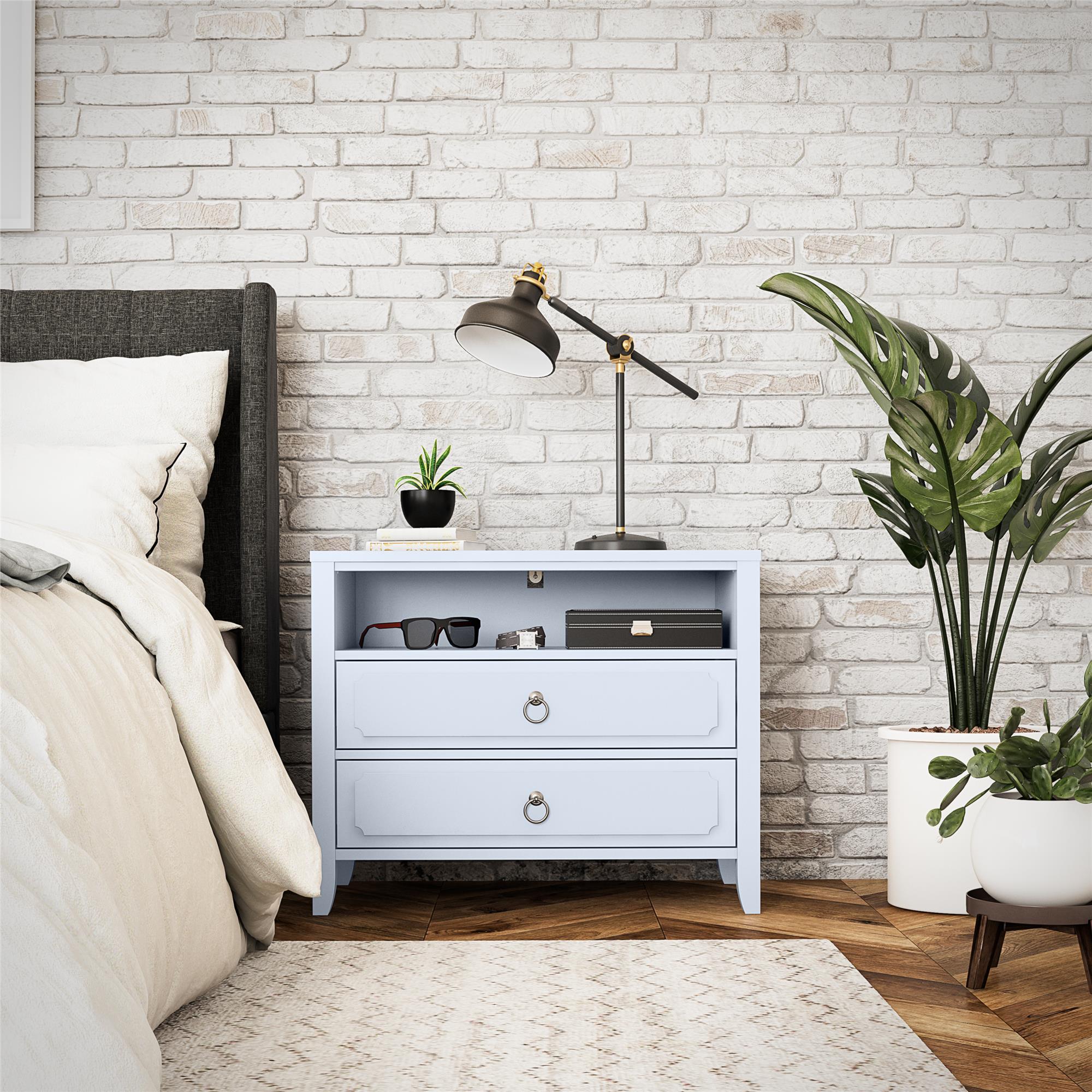 Novogratz Her Majesty 2-Drawer Nightstand, Powder Blue - Powder Blue