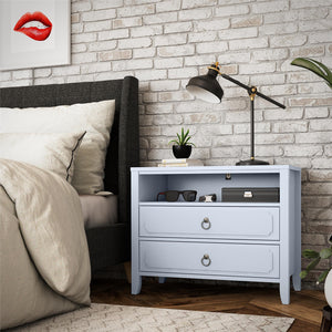 Novogratz Her Majesty 2-Drawer Nightstand, Powder Blue - Powder Blue