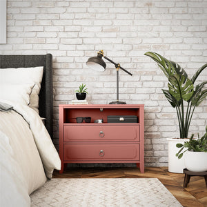Novogratz Her Majesty 2-Drawer Nightstand, Dusty Rose - Dusty Rose
