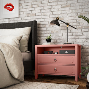 Novogratz Her Majesty 2-Drawer Nightstand, Dusty Rose - Dusty Rose