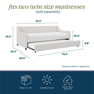 Novogratz Her Majesty Daybed and Trundle - Ivory - Twin