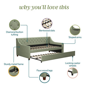 Novogratz Her Majesty Daybed and Trundle - Green - Twin