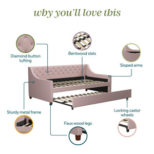 Novogratz Her Majesty Daybed and Trundle - Light Pink - Twin