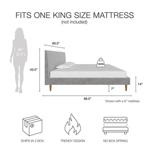 Mr. Kate Daphne Upholstered Bed - Light Gray - King